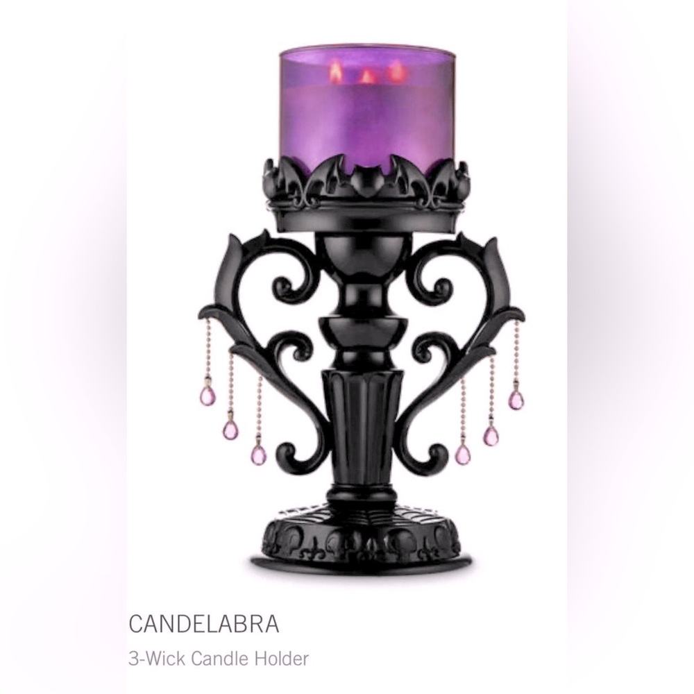 Bath & Body Works Halloween Black Bat Candelabra Candle Pedestal Holder *READ*